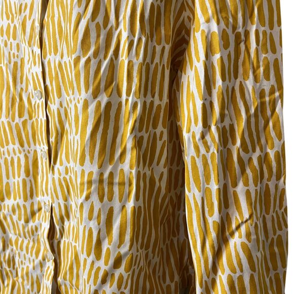 Chicos Womens Button Down Long Sleeve Mustard French Cuff Shirt Top Stretch 2 12 - Picture 9 of 16